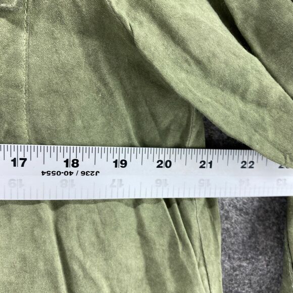 Adree Unit Shirt Dress Women S Small Green Short Button Up  Long Sleeve Rayon - Picture 7 of 9